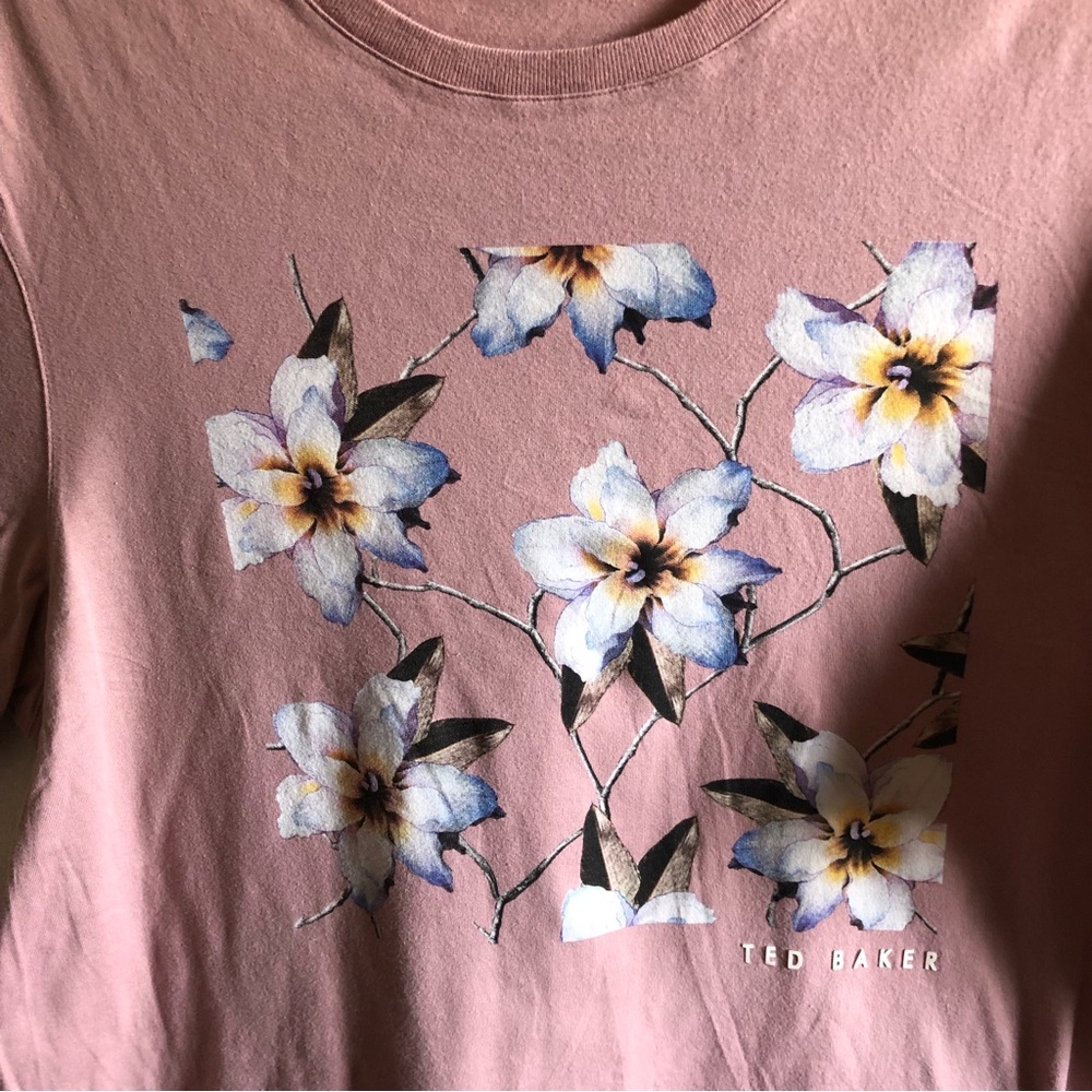 Ted Baker pink flower graphic tee t-shirt graphic mens unisex - Picture 2 of 6